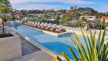Outdoor pool, sun loungers