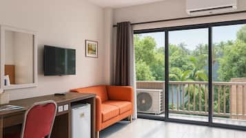 1 bedroom, desk, blackout curtains, iron/ironing board