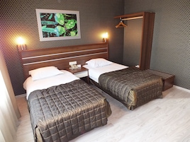 城市双床房, 2 张单人床, 山景 | 埃及棉床单、高档床上用品、迷你吧、办公桌