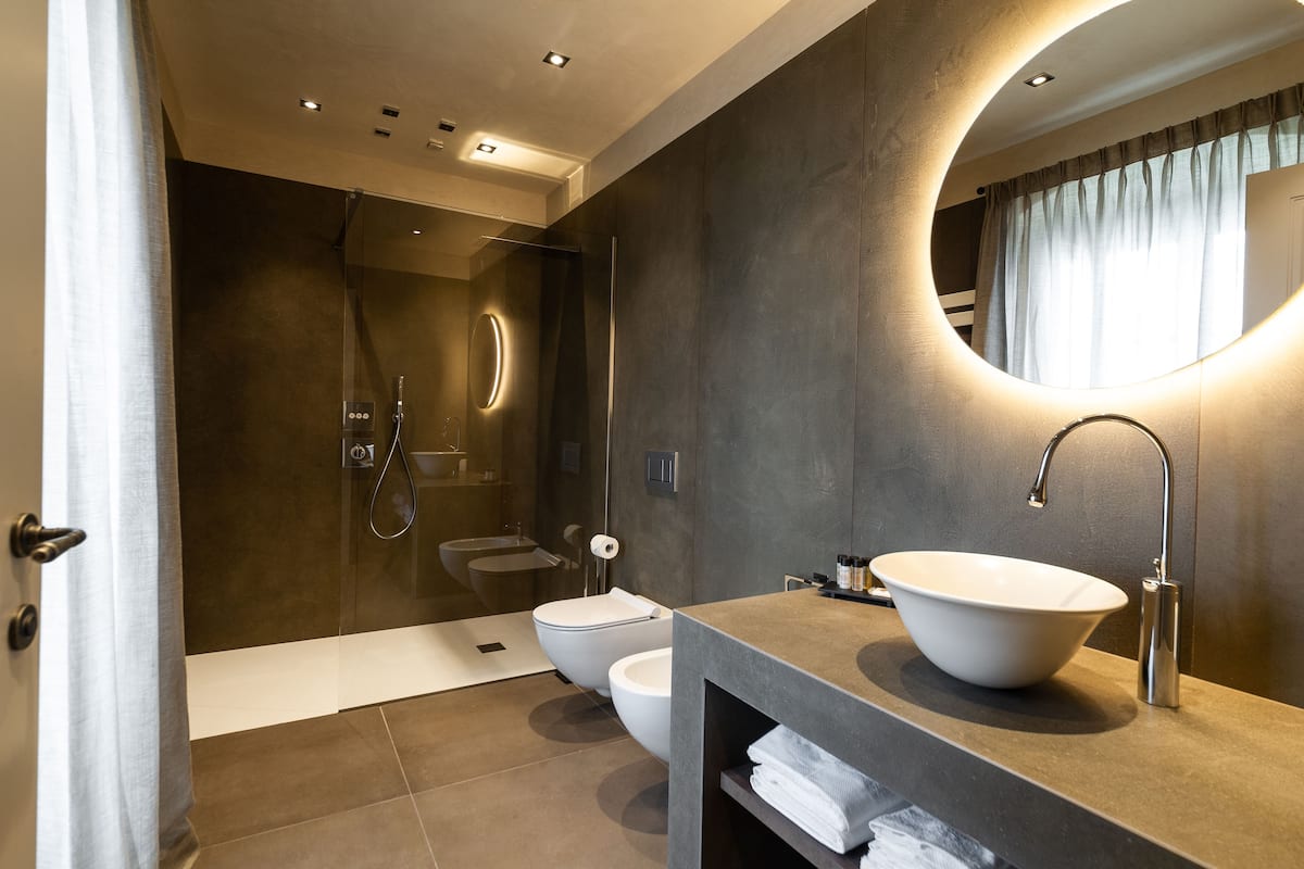 free toiletries, bathrobes, slippers, towels