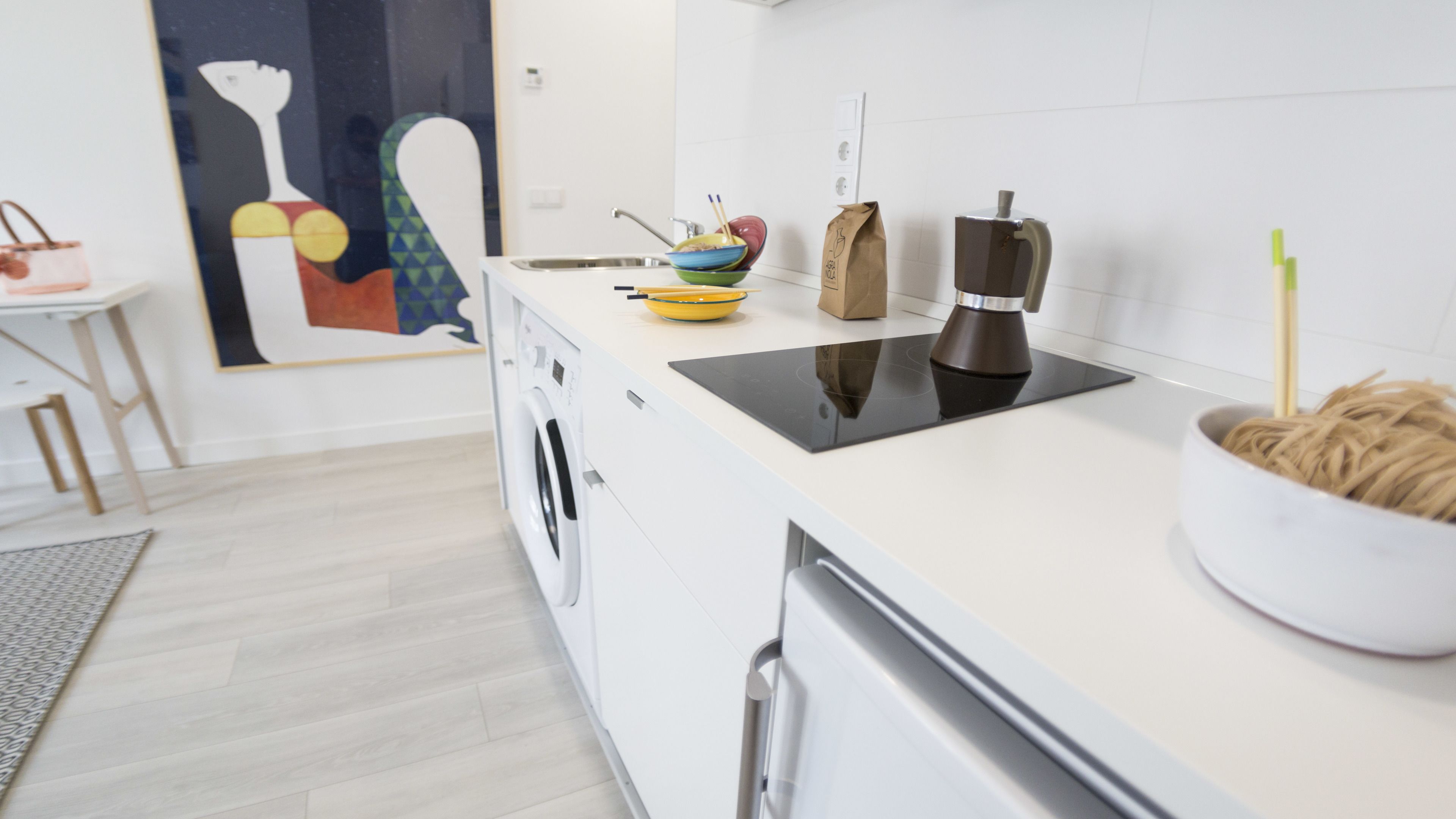 fridge, microwave, coffee/tea maker, electric kettle