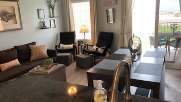 Smart TV, DVD player, books, video library