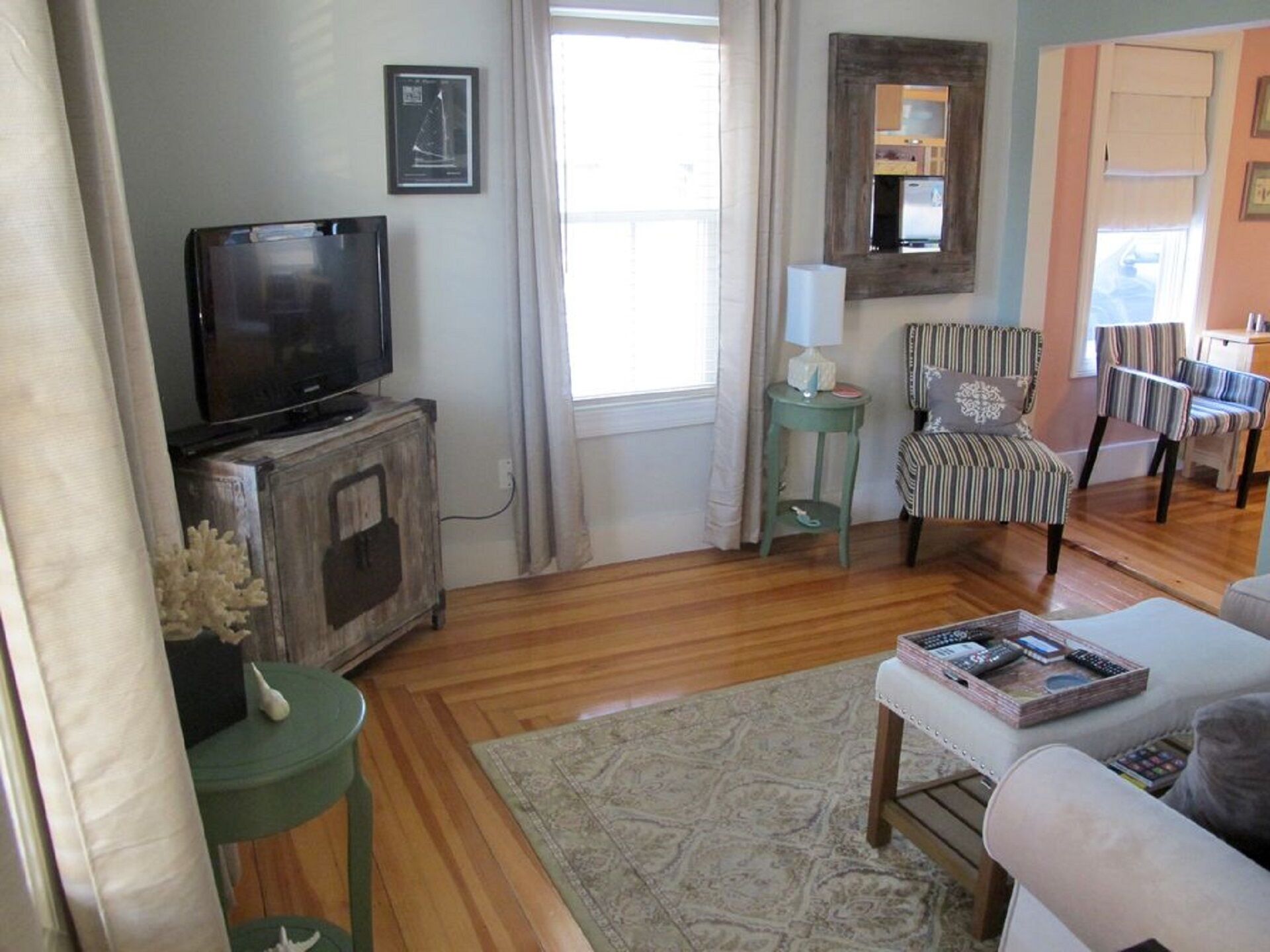 Flat-screen TV, DVD player