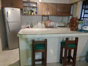 Fridge, microwave, stovetop, rice cooker