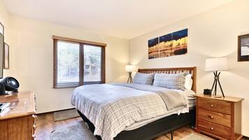 1 bedroom, memory foam beds, travel crib, free WiFi