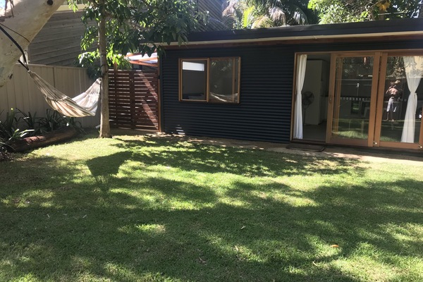 Shady grassed yard
