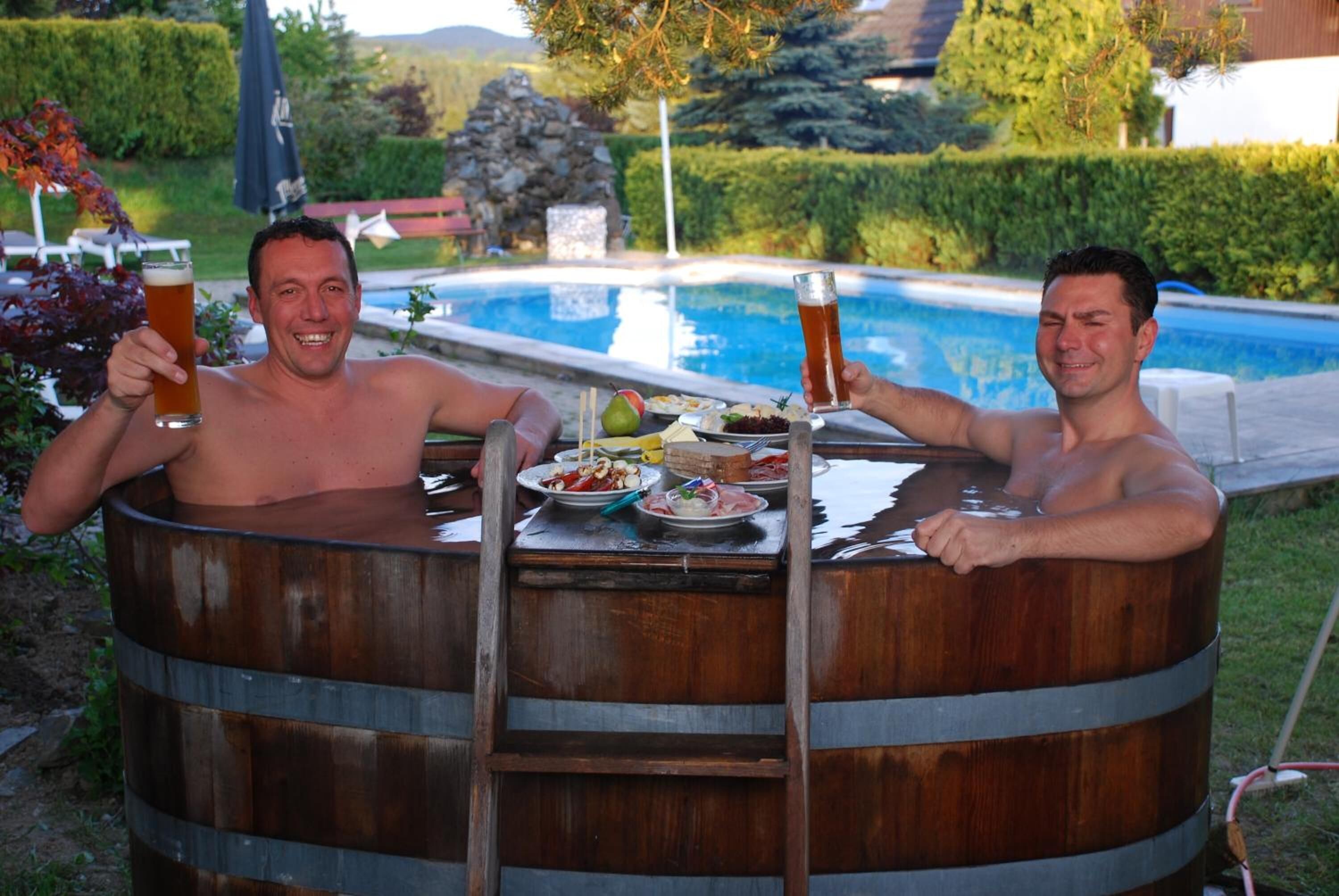 Outdoor pool, sun loungers