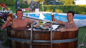 Outdoor pool, sun loungers