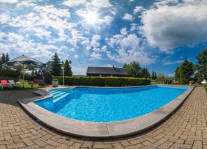 Outdoor pool, pool loungers