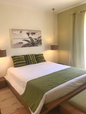 Desk, blackout curtains, soundproofing, iron/ironing board