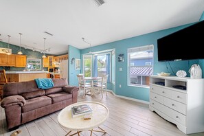 TV, DVD player, video library