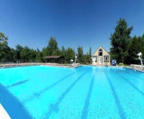 Outdoor pool - Luxurious Villa in Pocono near Ski Slopes & Camelback with Game room & Hot tub (Tobyhanna)