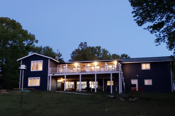 Waterfront sits at the tip of Peninsula , main channel and cove gentle slope