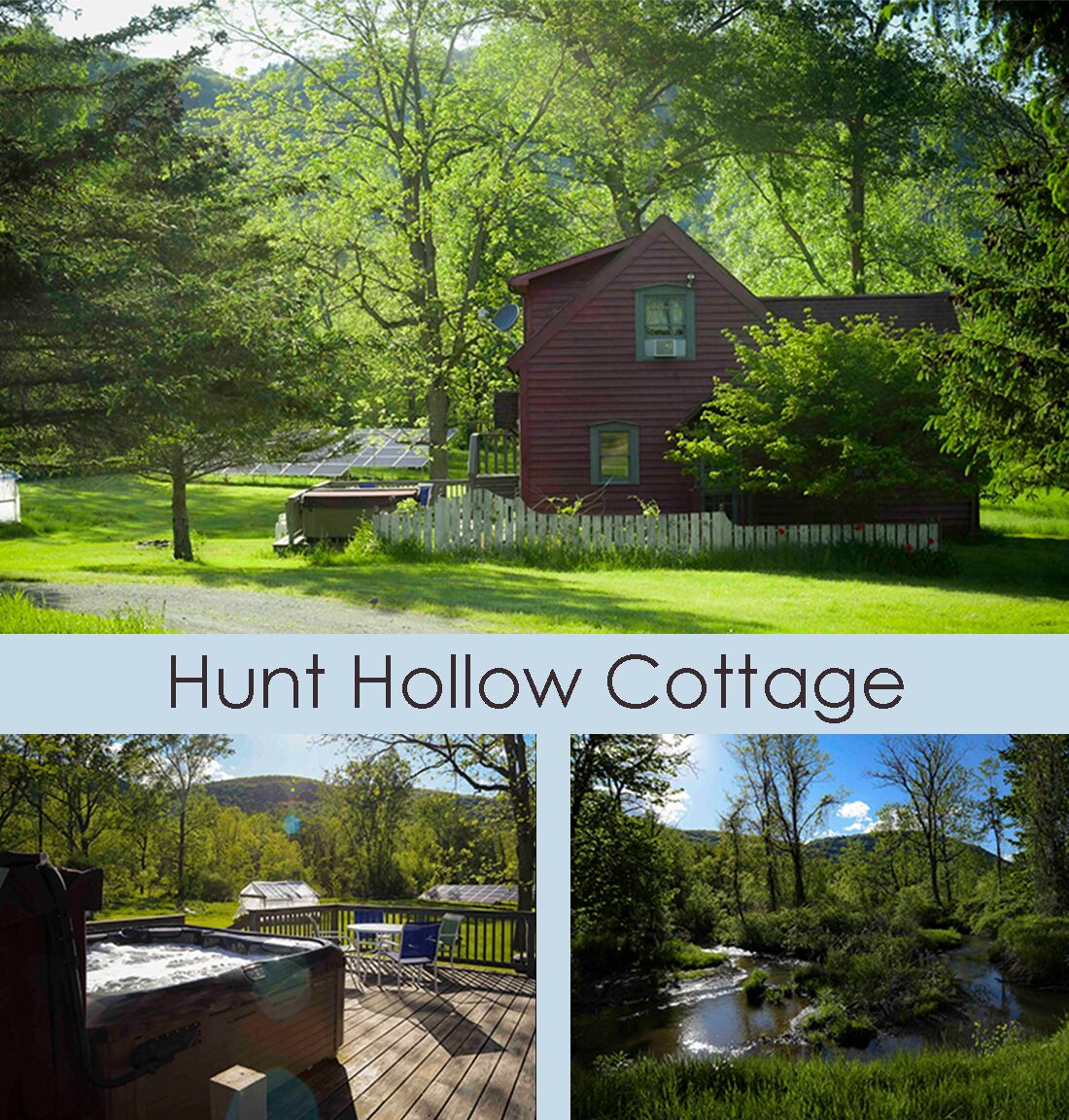 Hunt Hollow Hideaway: log-off & soak in the spa, visit waterfalls and wineries