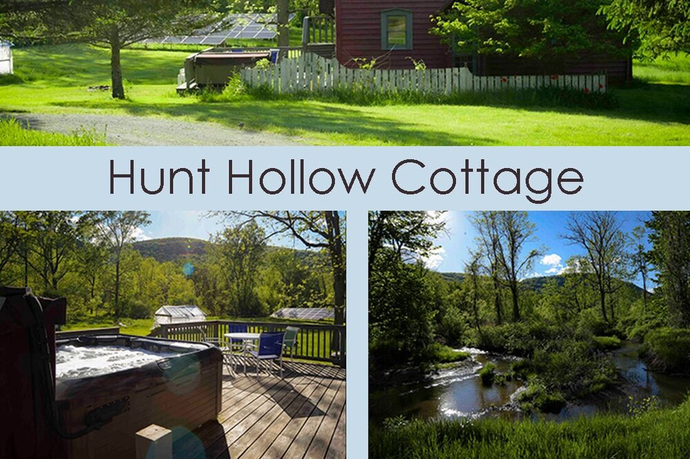 Hunt Hollow Hideaway: log-off & soak in the spa, visit waterfalls and wineries