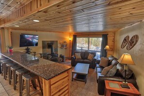 TV, fireplace, video games, DVD player