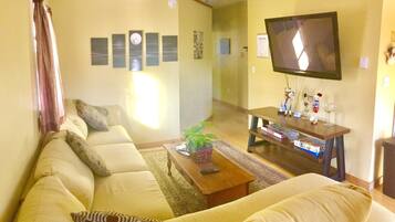 Smart TV, fireplace, DVD player