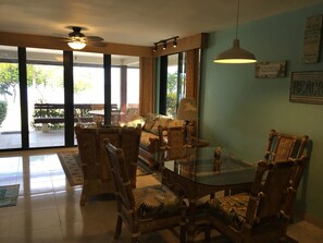 Living room and dining room area.