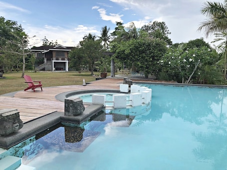 Outdoor pool, open 6 AM to 8 PM, sun loungers
