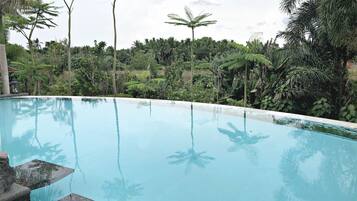 Alberca al aire libre, acceso de 06:00 a 20:00, y camastros