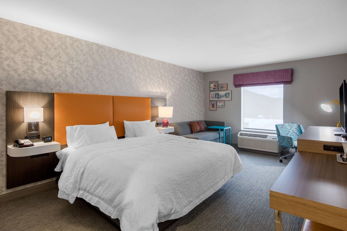 room, 1 king bed, refrigerator & microwave | desk, iron/ironing board, free wifi, bed sheets