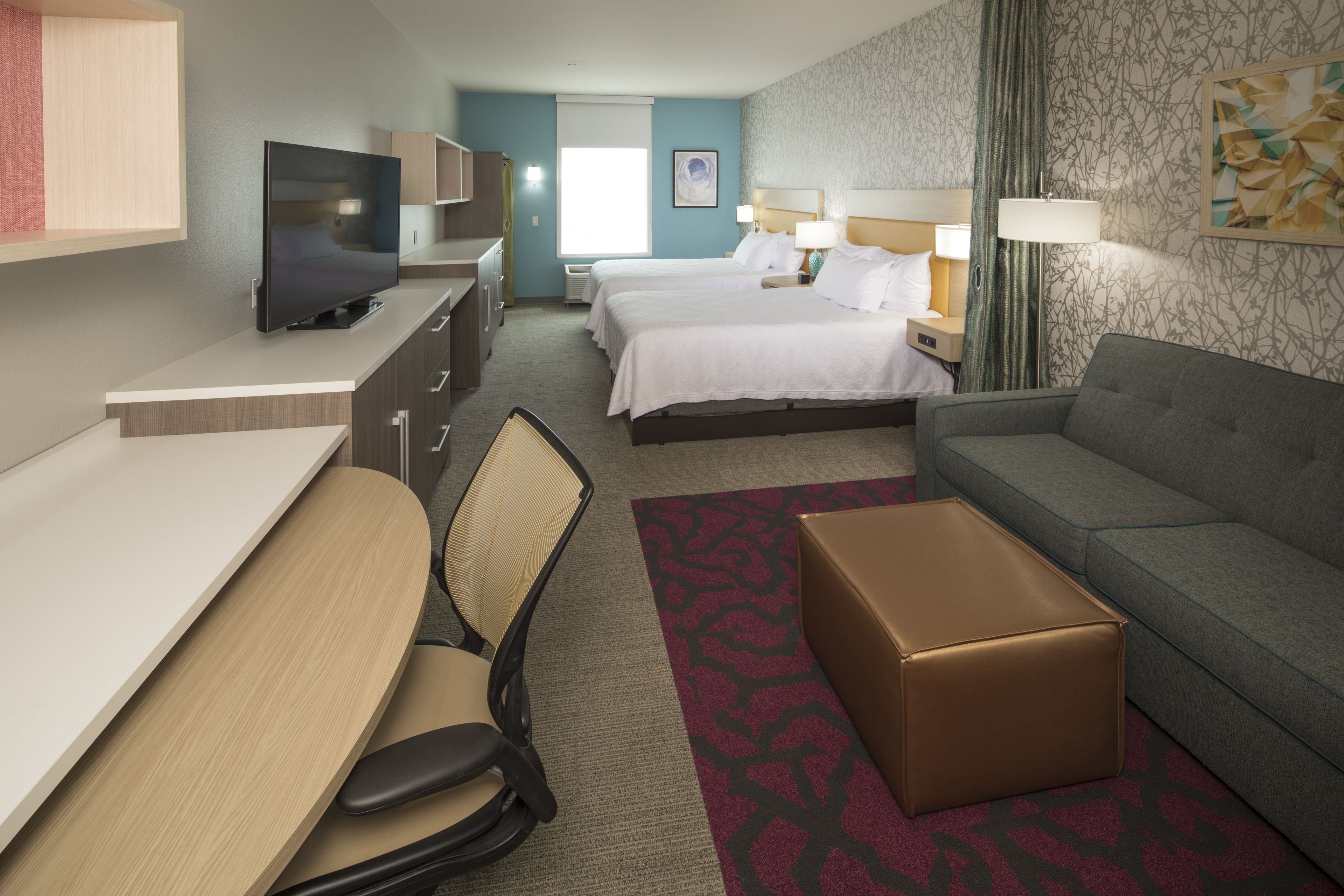 desk, blackout curtains, iron/ironing board, cots/infant beds