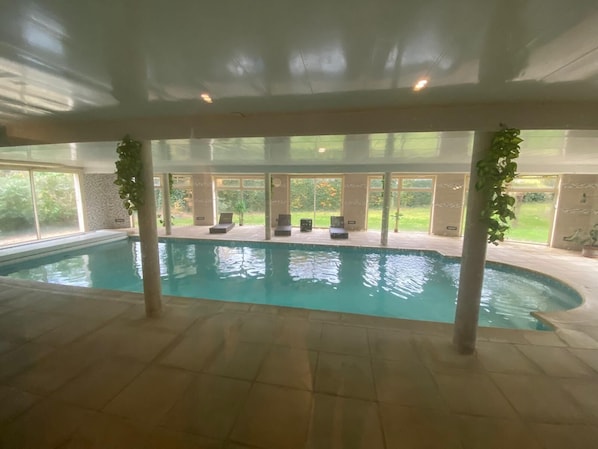 Indoor pool, open 8:30 AM to 10:00 PM, sun loungers
