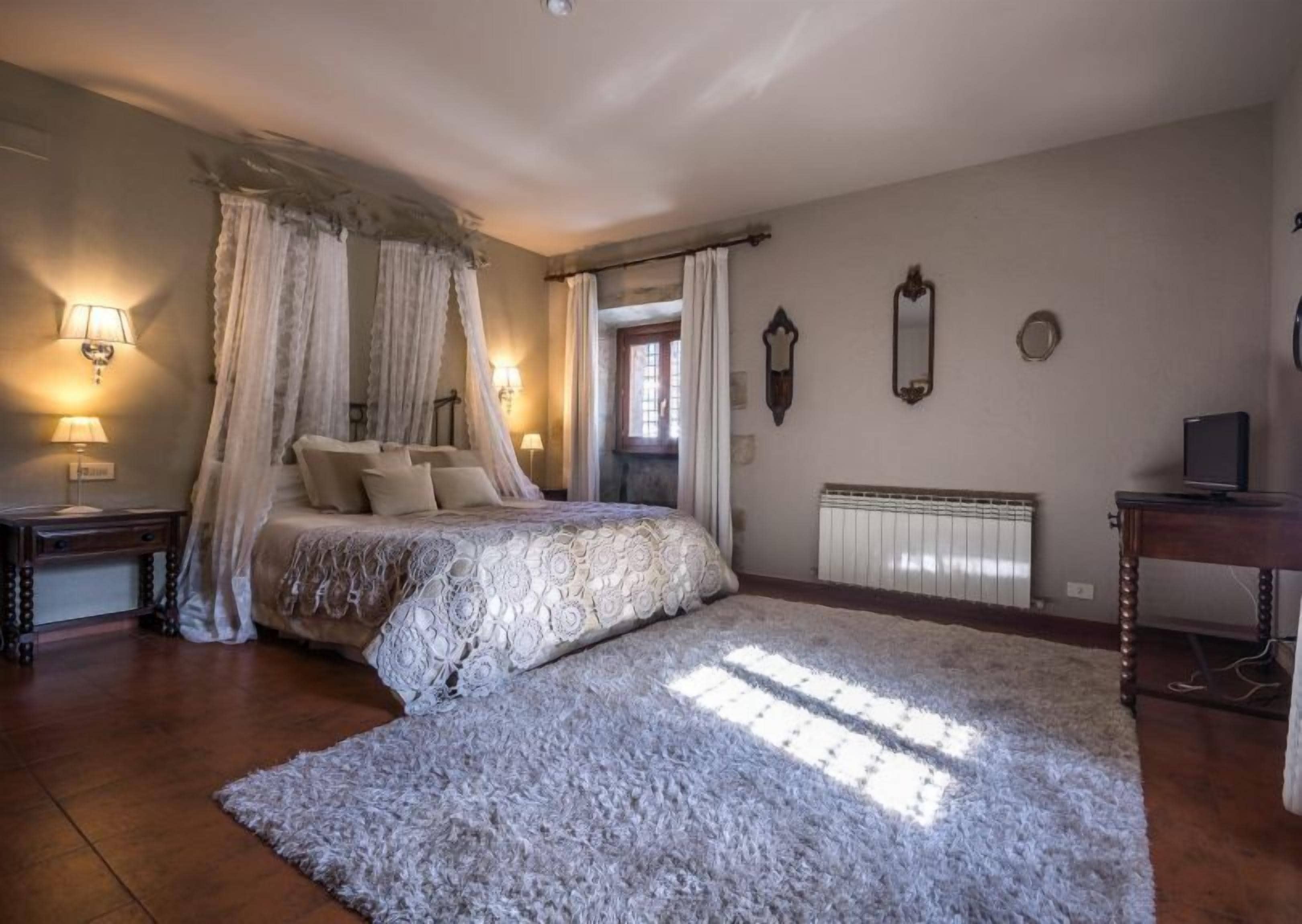 Desk, blackout curtains, free cots/infant beds, rollaway beds