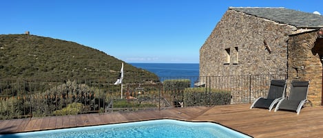 Outdoor pool, sun loungers