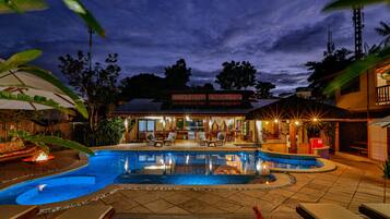 Outdoor pool, open 8:00 AM to 10:00 PM, pool umbrellas, pool loungers