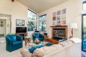 TV, fireplace, DVD player