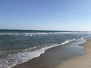 Beach nearby, sun loungers
