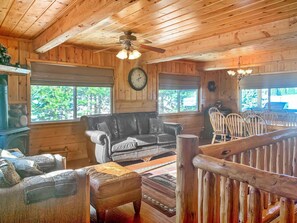 Smart TV, fireplace, video games, DVD player