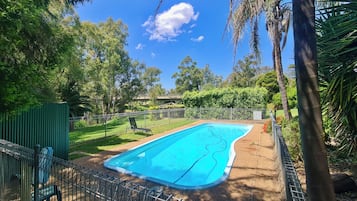 Outdoor pool, pool loungers