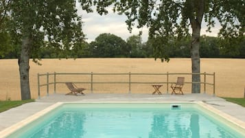Outdoor pool, sun loungers