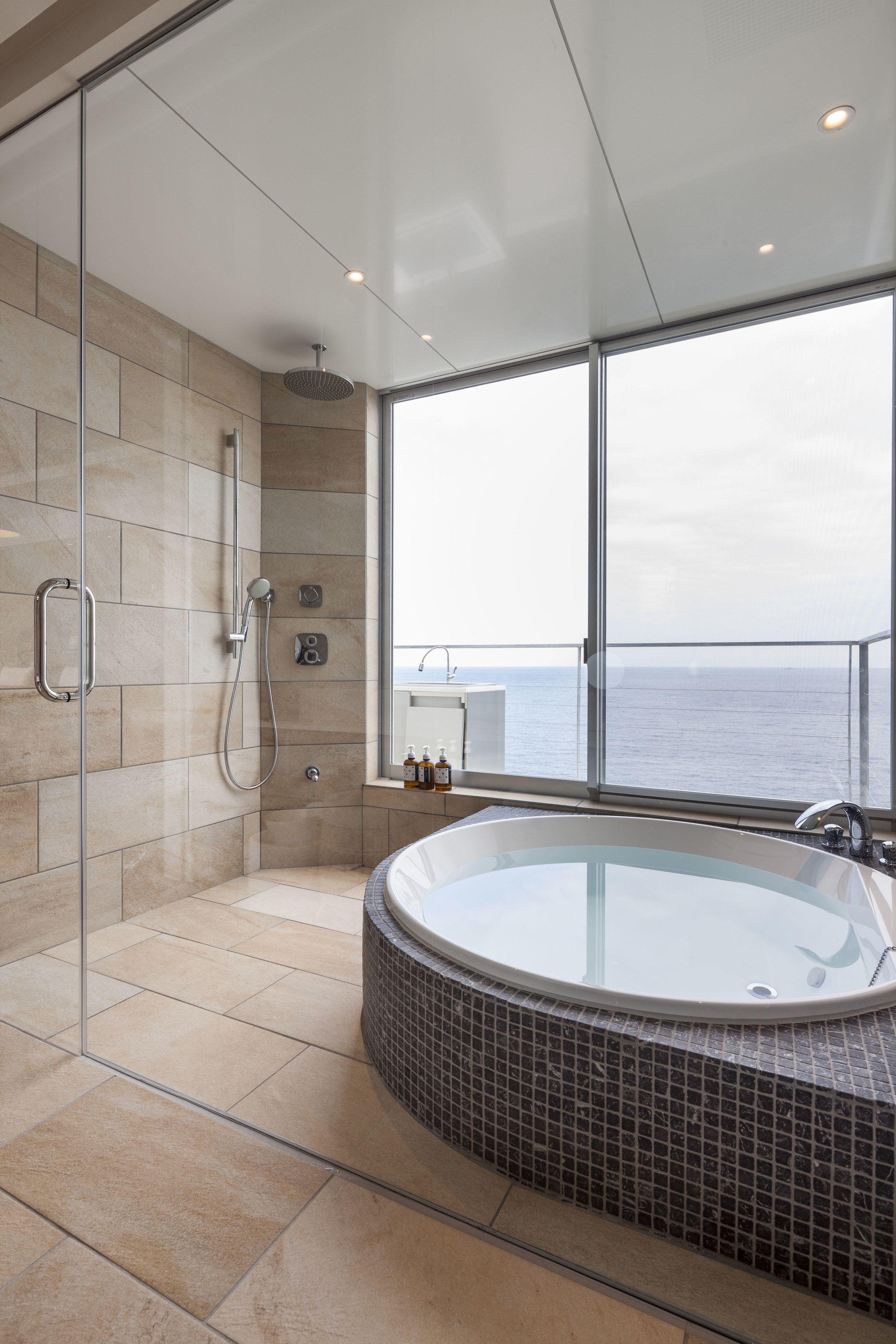 separate bathtub and shower, spring water bathtub, free toiletries