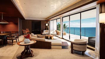 Luxury Suite, Ocean View | Minibar (free items), in-room safe, blackout drapes, soundproofing