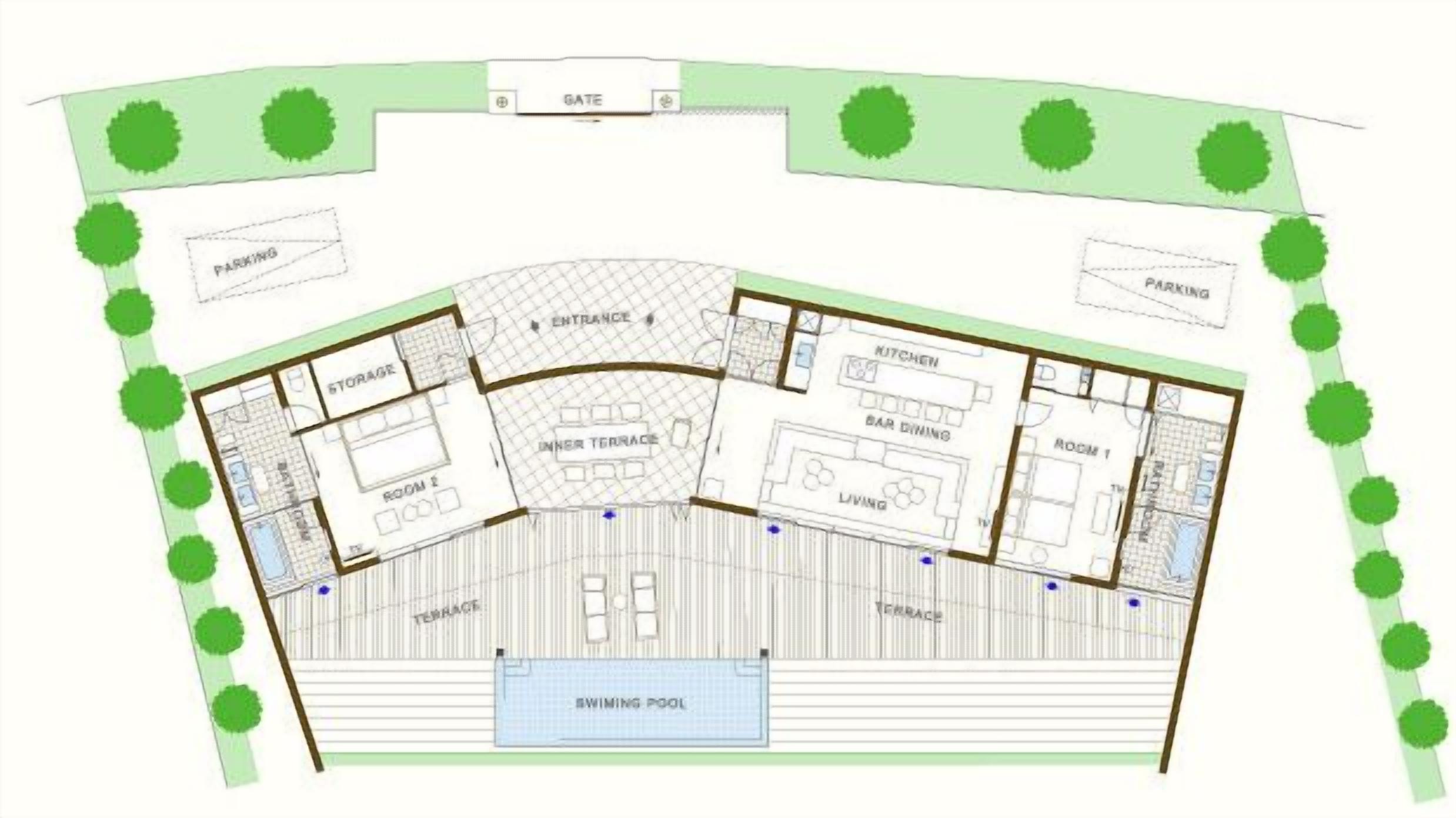 royal villa, 2 bedrooms, private pool, ocean view | floor plan