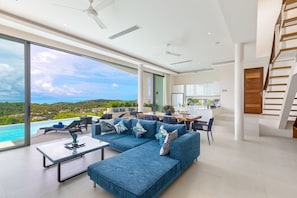 4-Bedroom Pool Villa  | Living area | Flat-screen TV, DVD player, iPod dock, pay movies - The Ridge Villa 3 Four Bedrooms (Koh Samui)