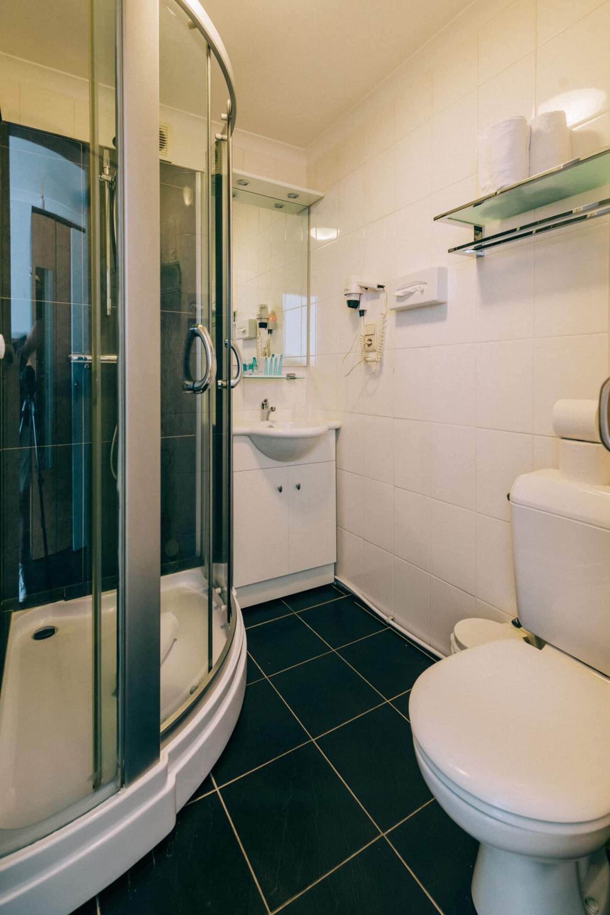 free toiletries, hair dryer, towels, soap