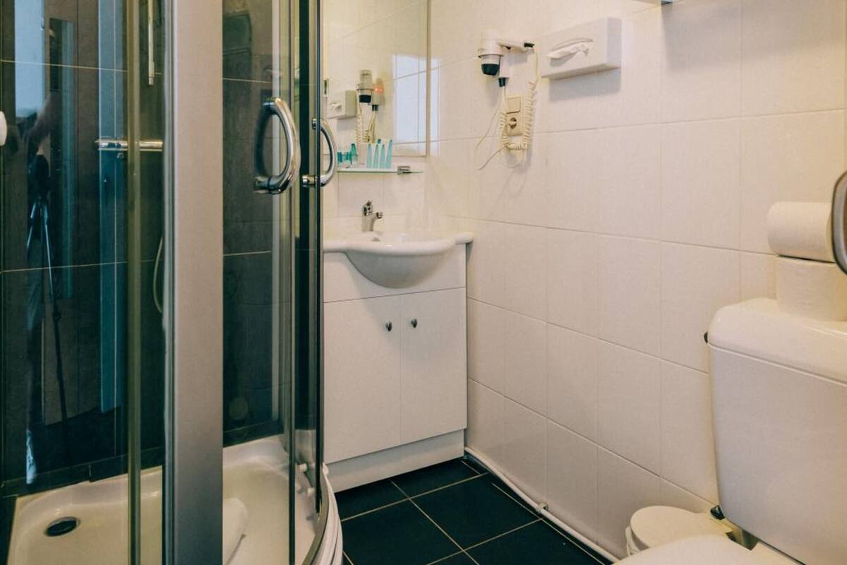 free toiletries, hair dryer, towels, soap