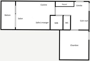 Floor plan - Cozy 2-room with fireplace, near slopes, garage included (La Clusaz)