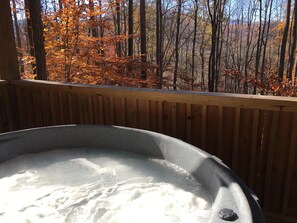 Outdoor spa tub - “Lovey Dovey: Your Romantic Asheville Cabin Escape” (Asheville)