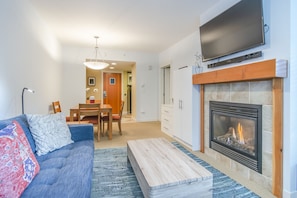 TV, lareira, videogames, DVD player