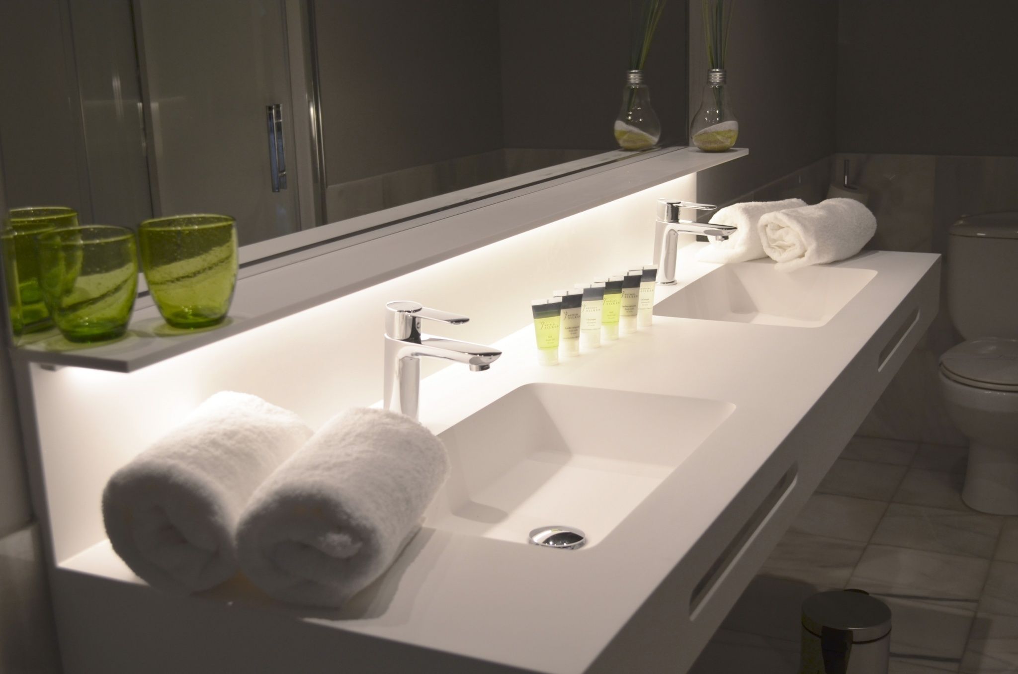 free toiletries, hair dryer, towels