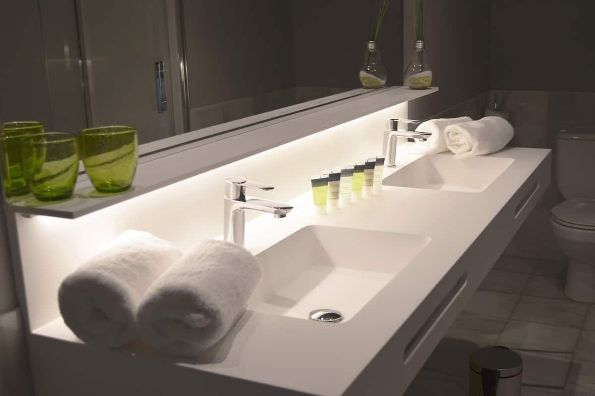 free toiletries, hair dryer, towels