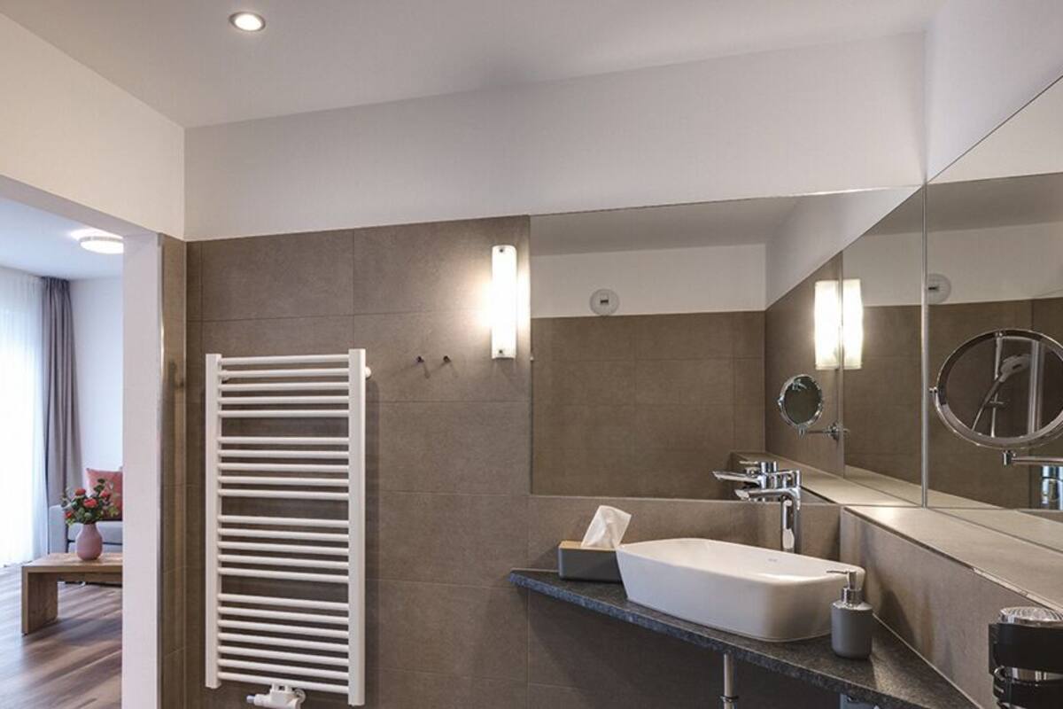 comfort double room | bathroom | hair dryer, towels