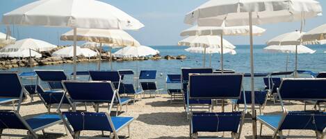 Private beach, black sand