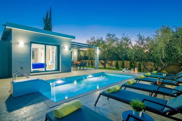 Family Villa, 2 Bedrooms, Private Pool, Pool View (Artemisia) | Living area | 32-inch flat-screen TV with satellite channels, TV