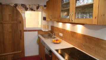 Apartemen Keluarga (Gewölbekeller) | Dapur pribadi | Lemari es besar, microwave, oven, dan kompor